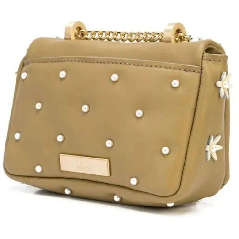 Zac Posen Mustard Yellow Leather Crossbody with White Floral Appliqué - Picture 2 of 14